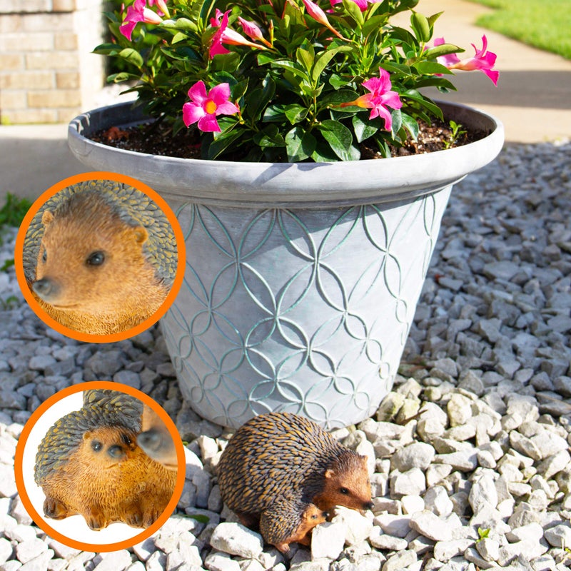 CLEVER GARDEN Cute Resin Garden Statue Decoration, Outdoor Lawn Yard Polyresin Animal Figurine Sculpture Ornament DÃ©cor, Hedgehog Family - Image 4